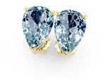 Pear Cut Aquamarine Stud Earrings in Yellow gold with Basket Setting_1