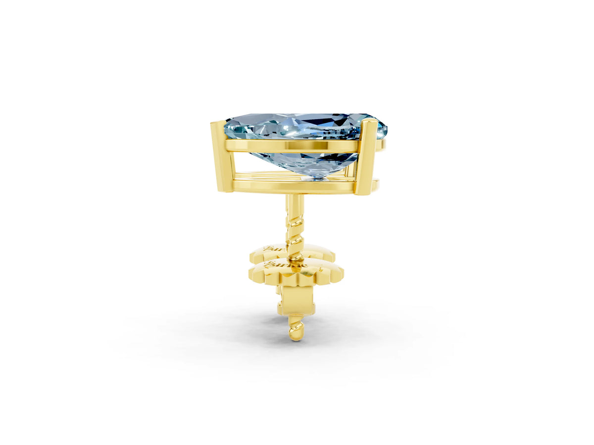 Pear Cut Aquamarine Stud Earrings in Yellow gold with Basket Setting_2