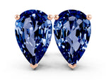 Pear Cut Blue Sapphire Stud Earrings in Rose gold with Basket Setting