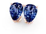 Pear Cut Blue Sapphire Stud Earrings in Rose gold with Basket Setting_1