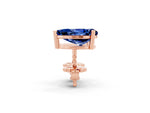 Pear Cut Blue Sapphire Stud Earrings in Rose gold with Basket Setting_2