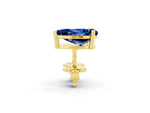 Pear Cut Blue Sapphire Stud Earrings in Yellow gold with Basket Setting_2