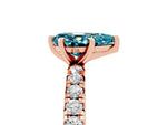 Pear Cut Blue Topaz Pavé Solitaire Ring in Rose gold with Round Pavé Band and Prong Setting_5
