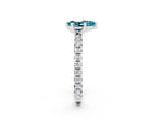 Pear Cut Blue Topaz Pavé Solitaire Ring in White gold with Round Pavé Band and Prong Setting_2
