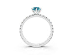 Pear Cut Blue Topaz Pavé Solitaire Ring in White gold with Round Pavé Band and Prong Setting_3