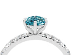 Pear Cut Blue Topaz Pavé Solitaire Ring in White gold with Round Pavé Band and Prong Setting_4