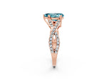Pear Cut Blue Topaz Solitaire Ring in Rose gold with Interwoven Pavé Band and Prong Setting_2