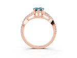 Pear Cut Blue Topaz Solitaire Ring in Rose gold with Interwoven Pavé Band and Prong Setting_3