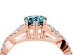 Pear Cut Blue Topaz Solitaire Ring in Rose gold with Interwoven Pavé Band and Prong Setting_4