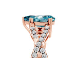 Pear Cut Blue Topaz Solitaire Ring in Rose gold with Interwoven Pavé Band and Prong Setting_5