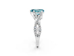 Pear Cut Blue Topaz Solitaire Ring in Silver with Interwoven Pavé Band and Prong Setting_8
