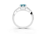 Pear Cut Blue Topaz Solitaire Ring in White gold with Interwoven Pavé Band and Prong Setting_3