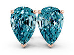 Pear Cut Blue Topaz Stud Earrings in Rose gold with Basket Setting