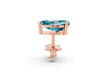 Pear Cut Blue Topaz Stud Earrings in Rose gold with Basket Setting_2