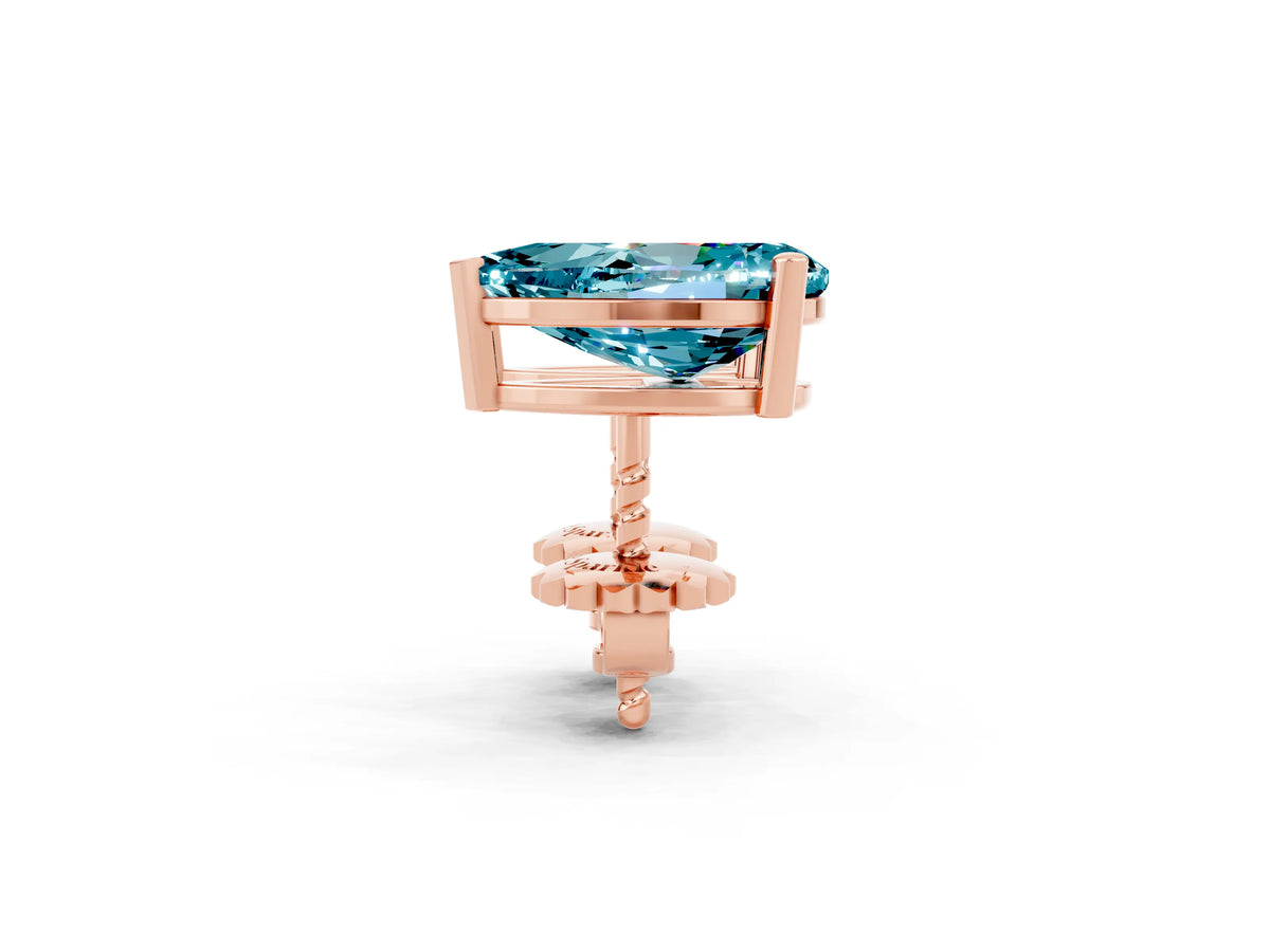 Pear Cut Blue Topaz Stud Earrings in Rose gold with Basket Setting_2