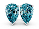 Pear Cut Blue Topaz Stud Earrings in White gold with Basket Setting