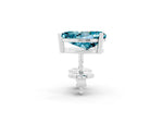 Pear Cut Blue Topaz Stud Earrings in White gold with Basket Setting_2
