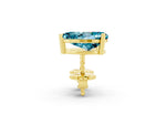 Pear Cut Blue Topaz Stud Earrings in Yellow gold with Basket Setting_2