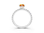 Pear Cut Citrine Pavé Solitaire Ring in Silver with Round Pavé Band and Prong Setting_3
