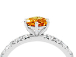 Pear Cut Citrine Pavé Solitaire Ring in Silver with Round Pavé Band and Prong Setting_4