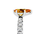 Pear Cut Citrine Pavé Solitaire Ring in Silver with Round Pavé Band and Prong Setting_5