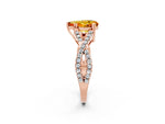 Pear Cut Citrine Solitaire Ring in Rose gold with Interwoven Pavé Band and Prong Setting_2