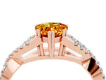 Pear Cut Citrine Solitaire Ring in Rose gold with Interwoven Pavé Band and Prong Setting_4