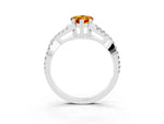 Pear Cut Citrine Solitaire Ring in White gold with Interwoven Pavé Band and Prong Setting_3