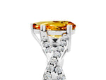 Pear Cut Citrine Solitaire Ring in White gold with Interwoven Pavé Band and Prong Setting_5