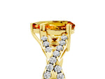 Pear Cut Citrine Solitaire Ring in Yellow gold with Interwoven Pavé Band and Prong Setting_5