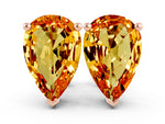 Pear Cut Citrine Stud Earrings in Rose gold with Basket Setting