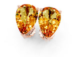 Pear Cut Citrine Stud Earrings in Rose gold with Basket Setting_1