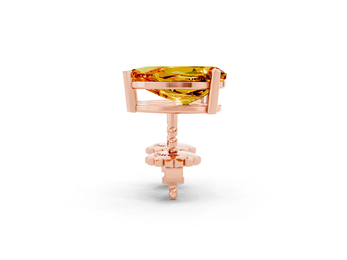 Pear Cut Citrine Stud Earrings in Rose gold with Basket Setting_2