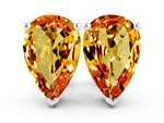 Pear Cut Citrine Stud Earrings in White gold with Basket Setting