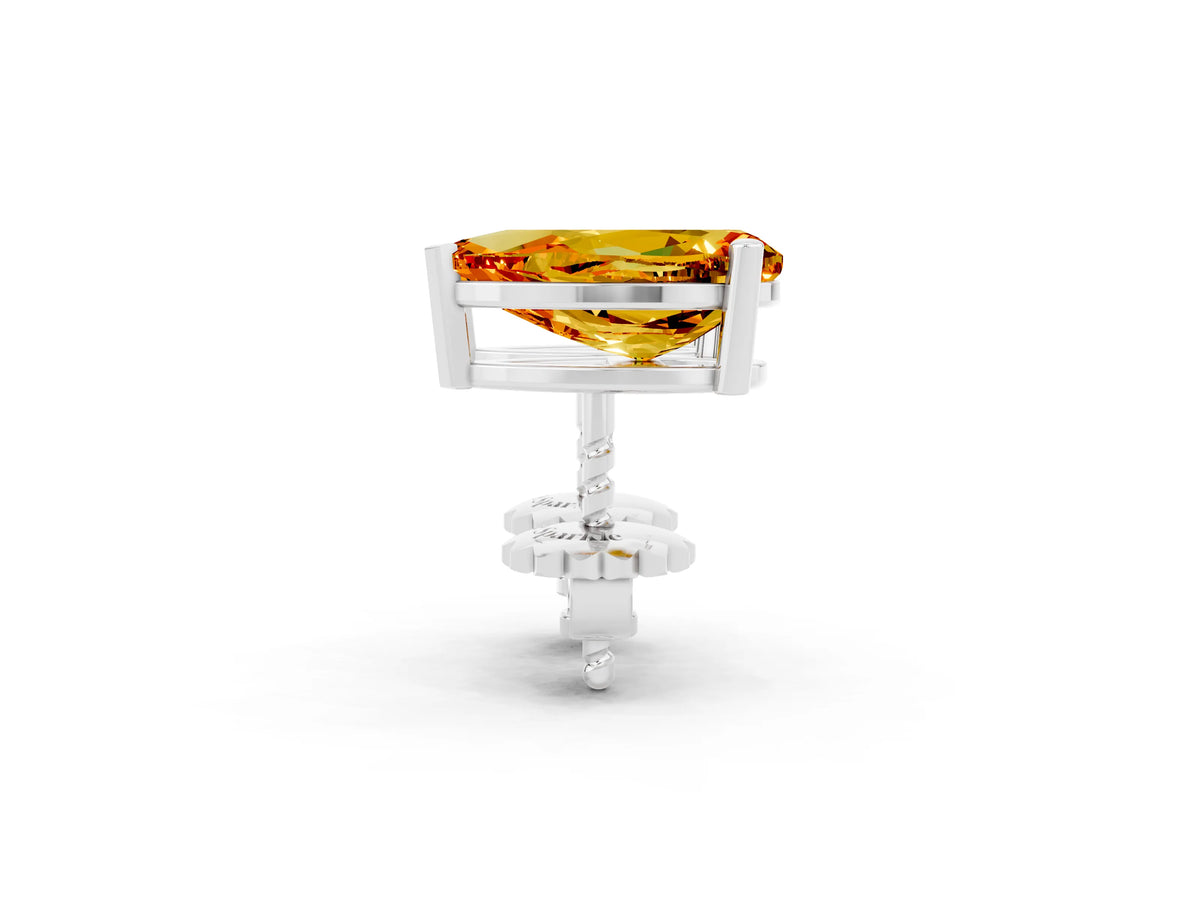 Pear Cut Citrine Stud Earrings in White gold with Basket Setting_2