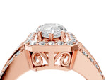 Pear Cut Diamond Halo Engagement Ring in Rose gold with Triple-Row Round Band_22