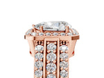 Pear Cut Diamond Halo Engagement Ring in Rose gold with Triple-Row Round Band_23