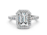 Pear Cut Diamond Halo Engagement Ring in White gold with Milgrain Detail and Pavé Band_18
