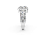 Pear Cut Diamond Halo Engagement Ring in White gold with Triple-Row Round Band_20