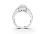 Pear Cut Diamond Halo Engagement Ring in White gold with Triple-Row Round Band_21