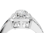 Pear Cut Diamond Halo Engagement Ring in White gold with Triple-Row Round Band_22
