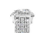 Pear Cut Diamond Halo Engagement Ring in White gold with Triple-Row Round Band_23