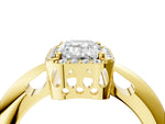 Pear Cut Diamond Halo Engagement Ring in Yellow gold with Plain Split Shank and Prong Setting_4