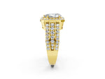 Pear Cut Diamond Halo Engagement Ring in Yellow gold with Triple-Row Round Band_20