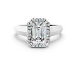 Pear Cut Diamond Halo Ring in Silver with Cathedral Band and Prong Setting