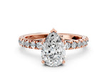 Pear Cut Diamond Hidden Halo Engagement Ring in Rose gold with Round Pavé Band_18