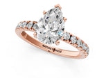 Pear Cut Diamond Hidden Halo Engagement Ring in Rose gold with Round Pavé Band_19