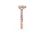 Pear Cut Diamond Hidden Halo Engagement Ring in Rose gold with Round Pavé Band_20