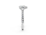 Pear Cut Diamond Hidden Halo Engagement Ring in White gold with Round Pavé Band_20