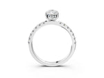 Pear Cut Diamond Hidden Halo Engagement Ring in White gold with Round Pavé Band_21